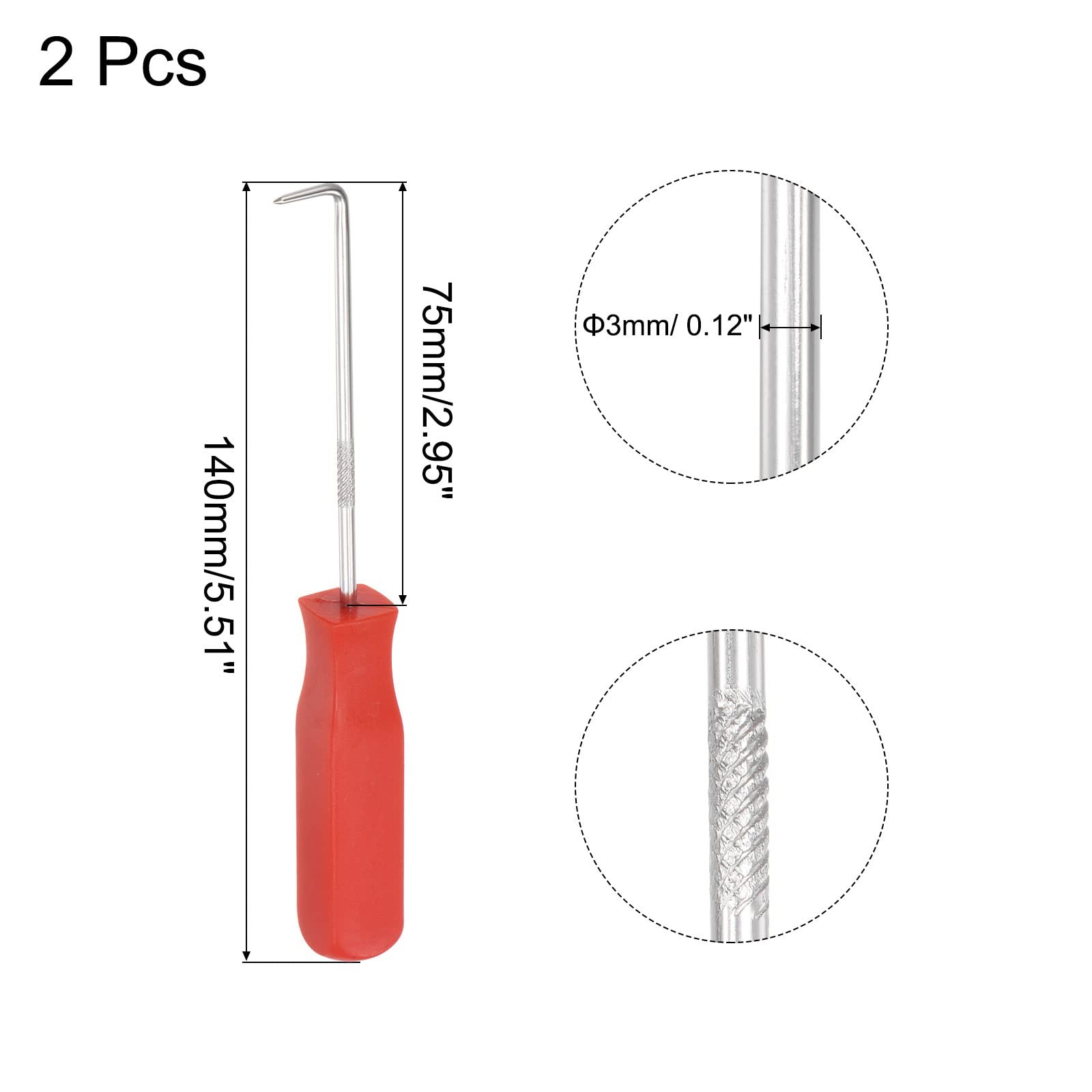 uxcell 90 Degree Pick Hook 5.51″ Puller Remover Removal Tool for Oil Red
