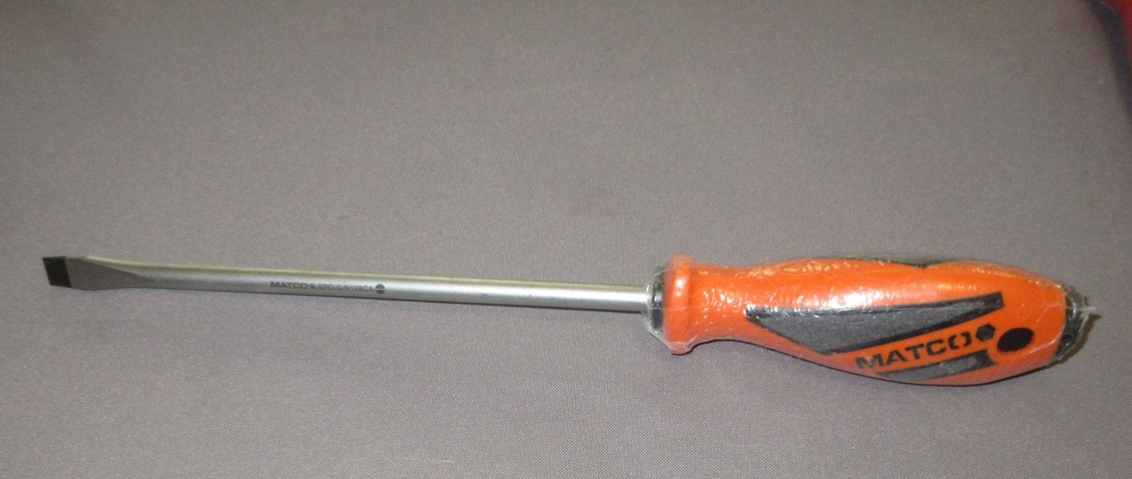 Matco Tools SPO/G/R128CA 8″ x 3/8″ Flat Head Slotted Screwdriver Orange NOS