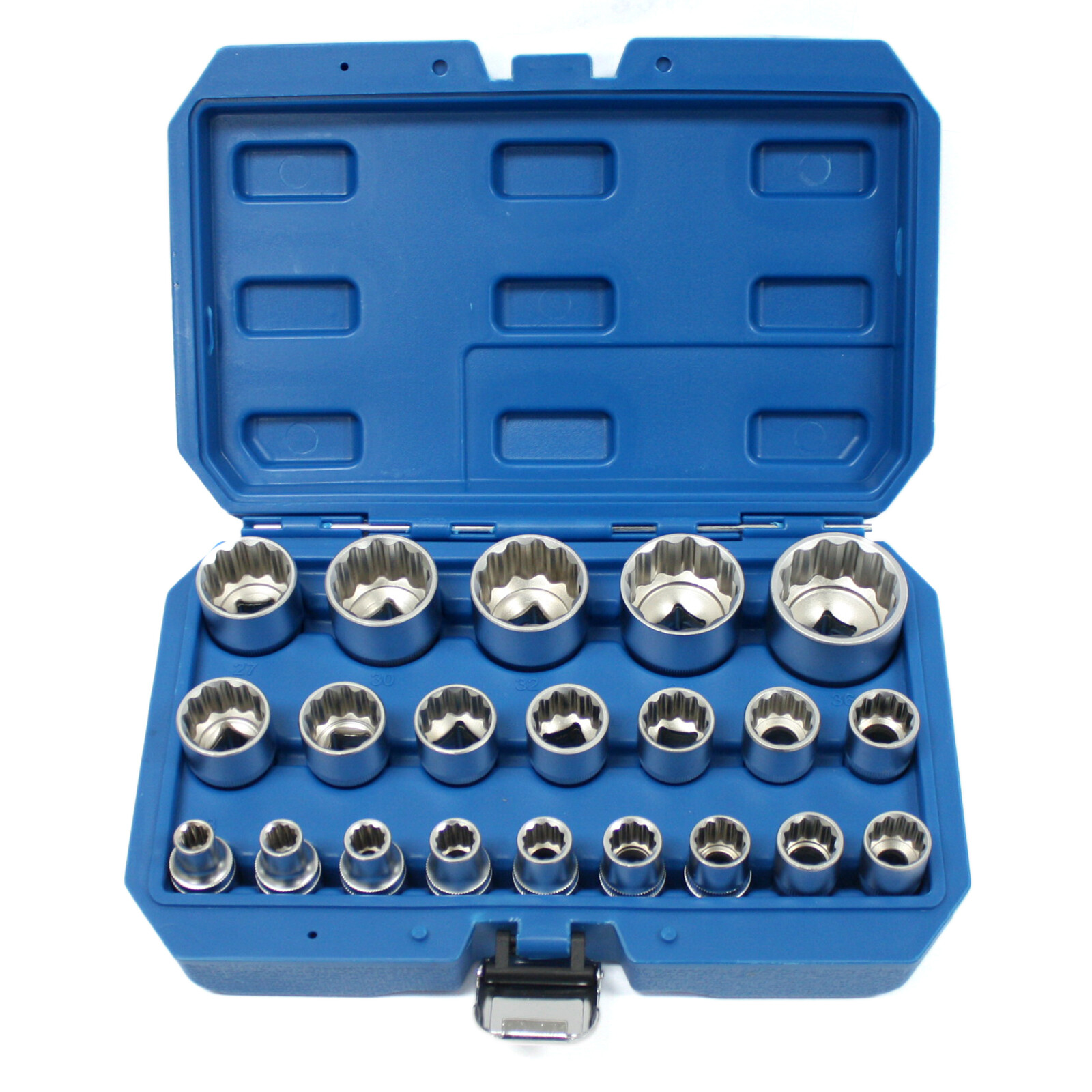21pc Spline Socket Set 12 PT Point 1/2″ Dr Gear Wall Rounded 8 – 36mm Metric