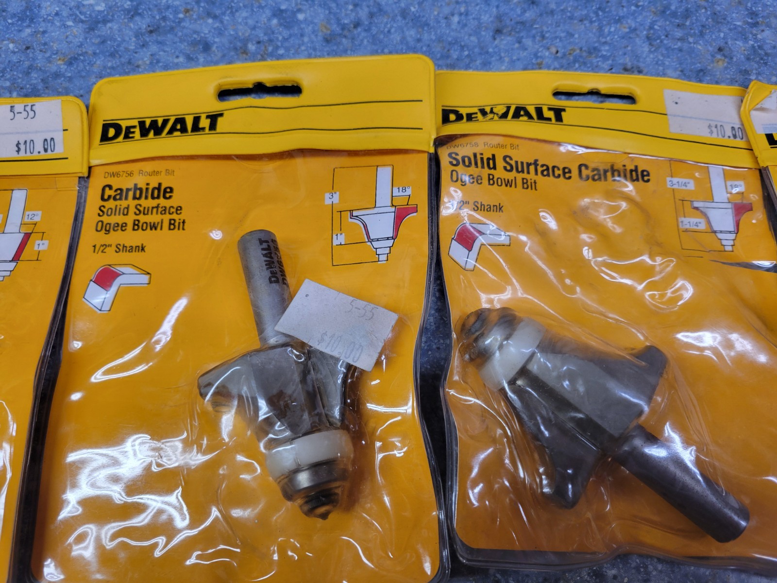 Dewalt NOS 21-Piece High Quality Carbide Laminate and Solid Surface Router Bits