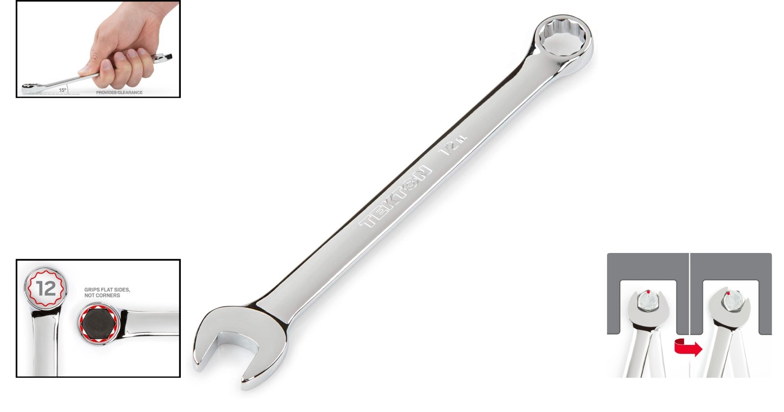 Professional 1/2 Inch Open End Combination Wrench – 12-Point, Chrome Fin.