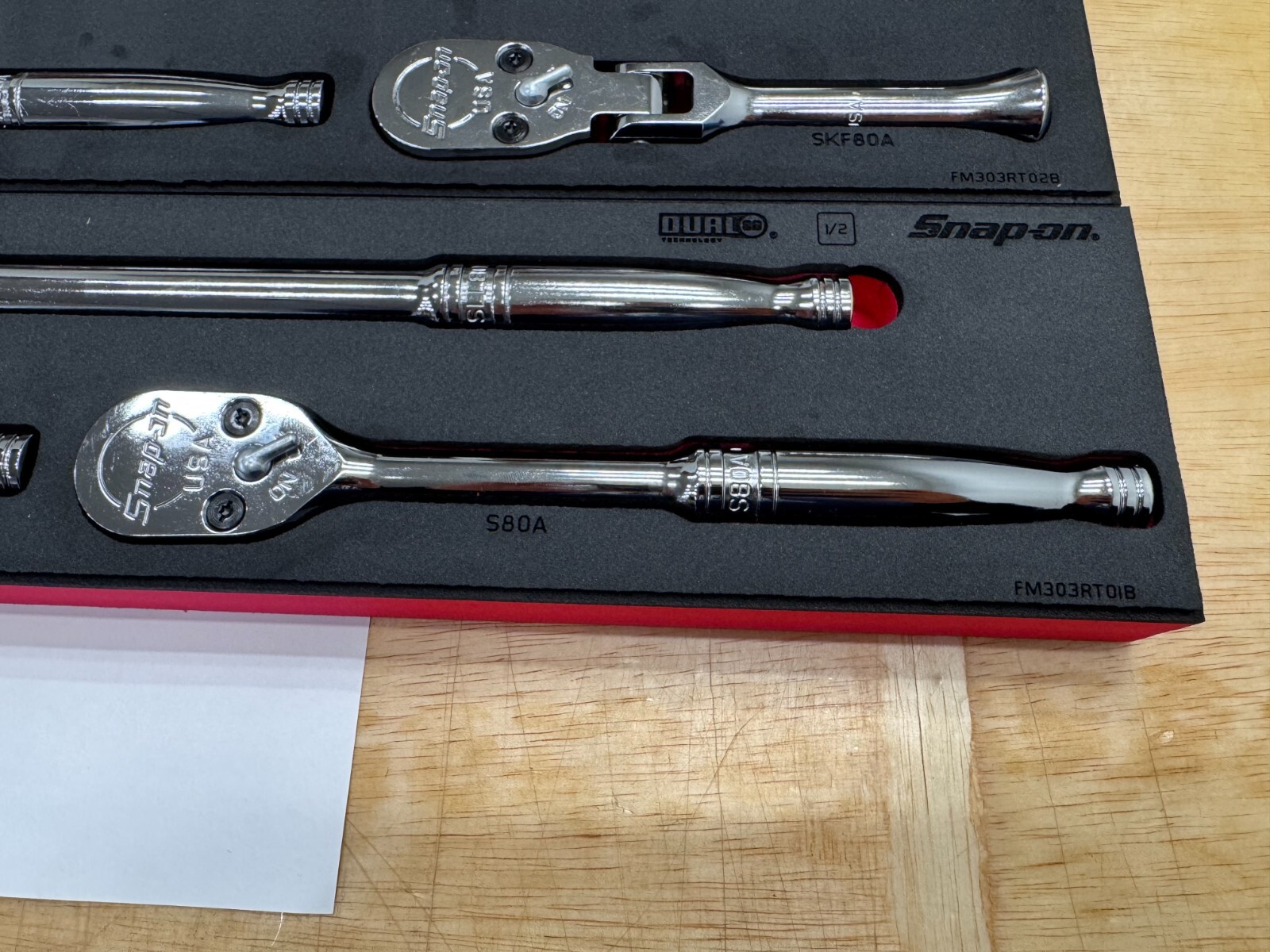 Snap-on Tools USA NEW 6pc 1/2″ Drive Chrome Fixed & Flex Head Ratchet Foam Sets