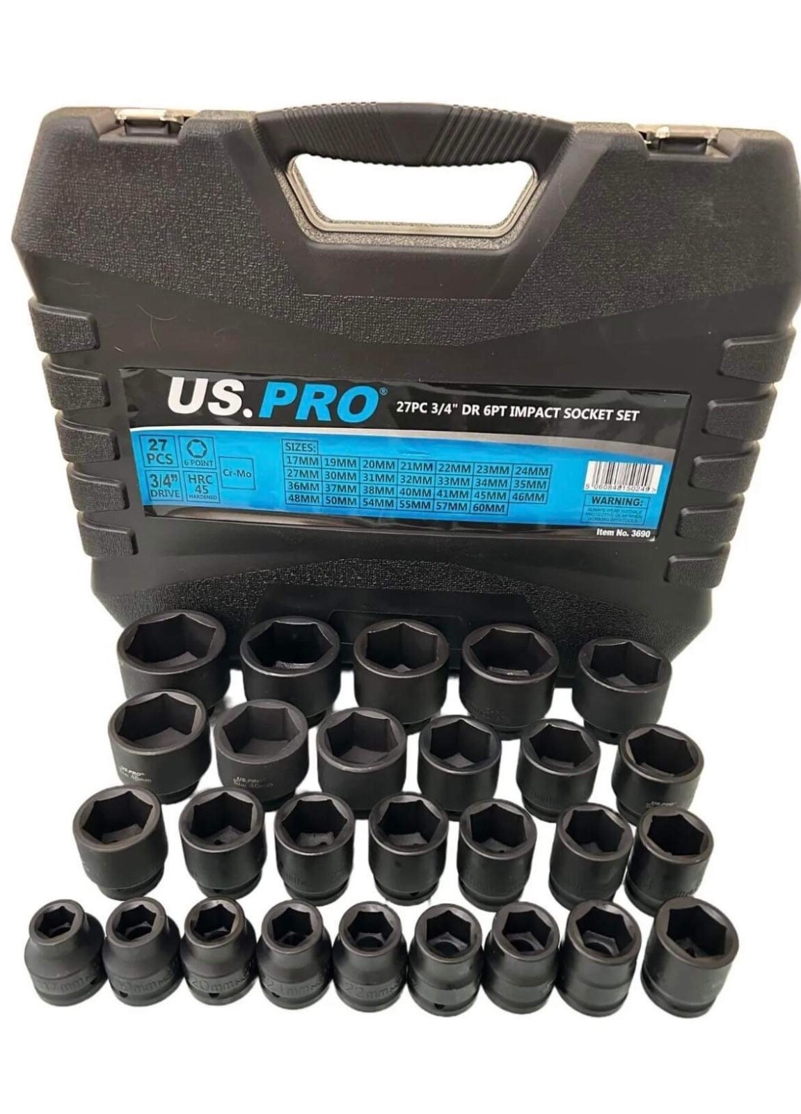 US PRO 3/4″Inch DRIVE IMPACT Socket 17mm – 60mm HGV Long Reach Impact Socket