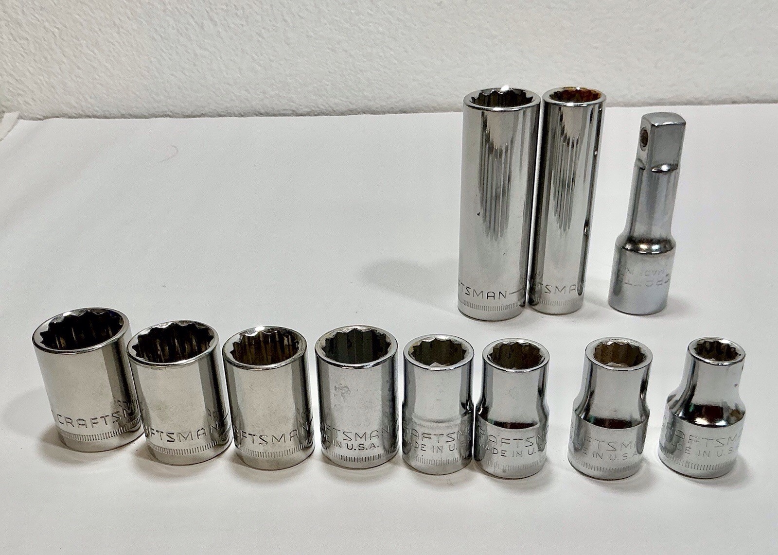 Lot 38 Asst. Craftsman Metric Sockets 1/2″ 3/8″ 1/4″ Drives & 2 Extensions -READ