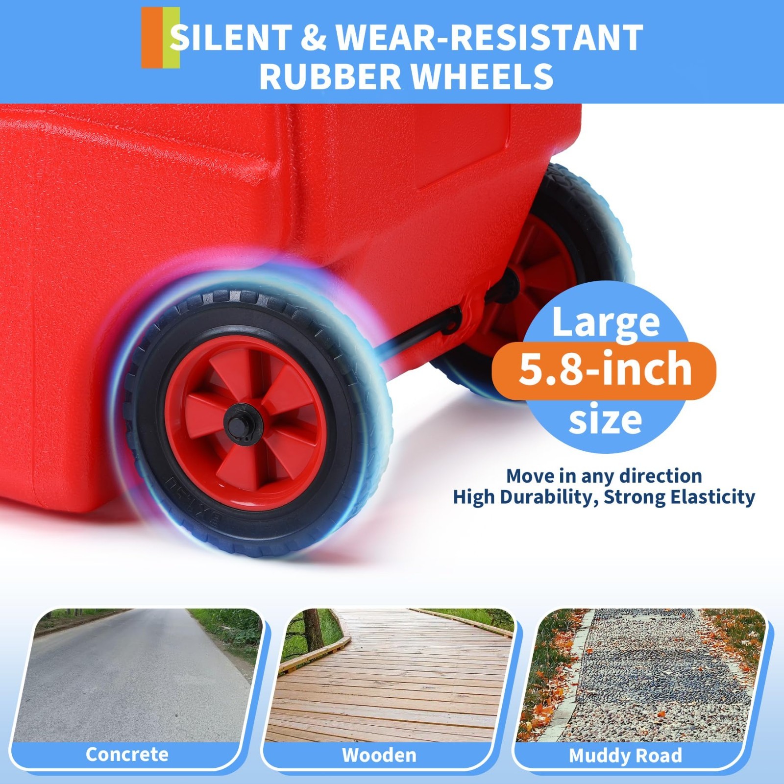 Portable Fuel Tank 15 Gallon with Pump Rubber Tires Gas Caddy Lawn Mower Tool