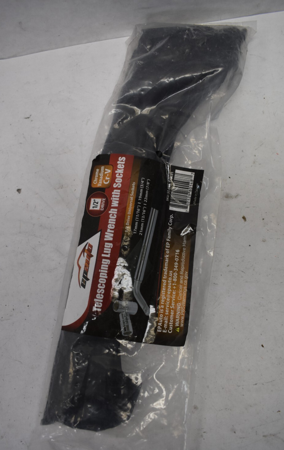 EPAuto Telescoping Lug Wrench Black/Stainless Steel 1/2″ Drive Chrome Vanadium