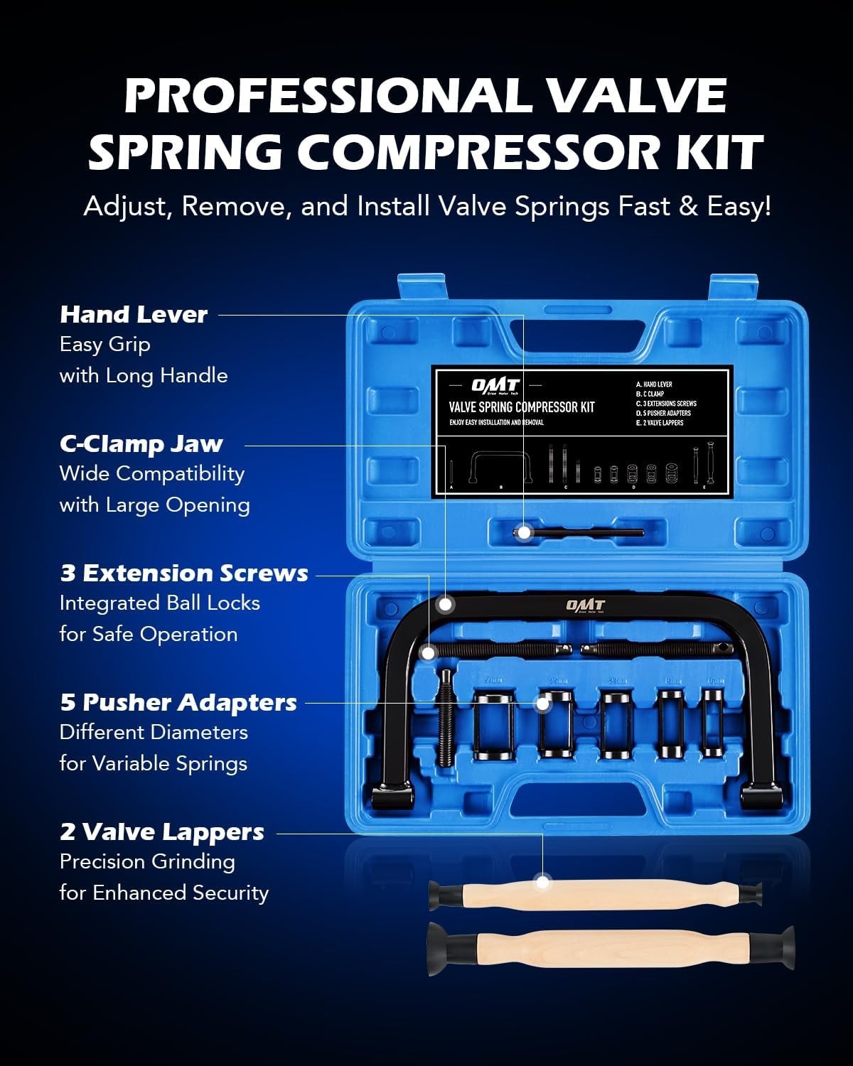 Portable Valve Spring Compressor Kit with Storage Case for Smooth Engine Repairs