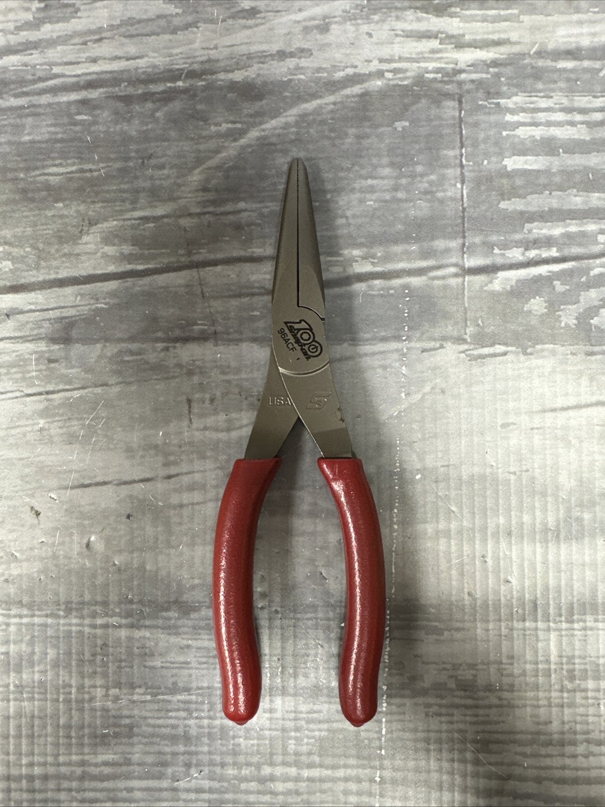 Snap-On 96acf 8″ talon grip needle nose pliers 100 year red