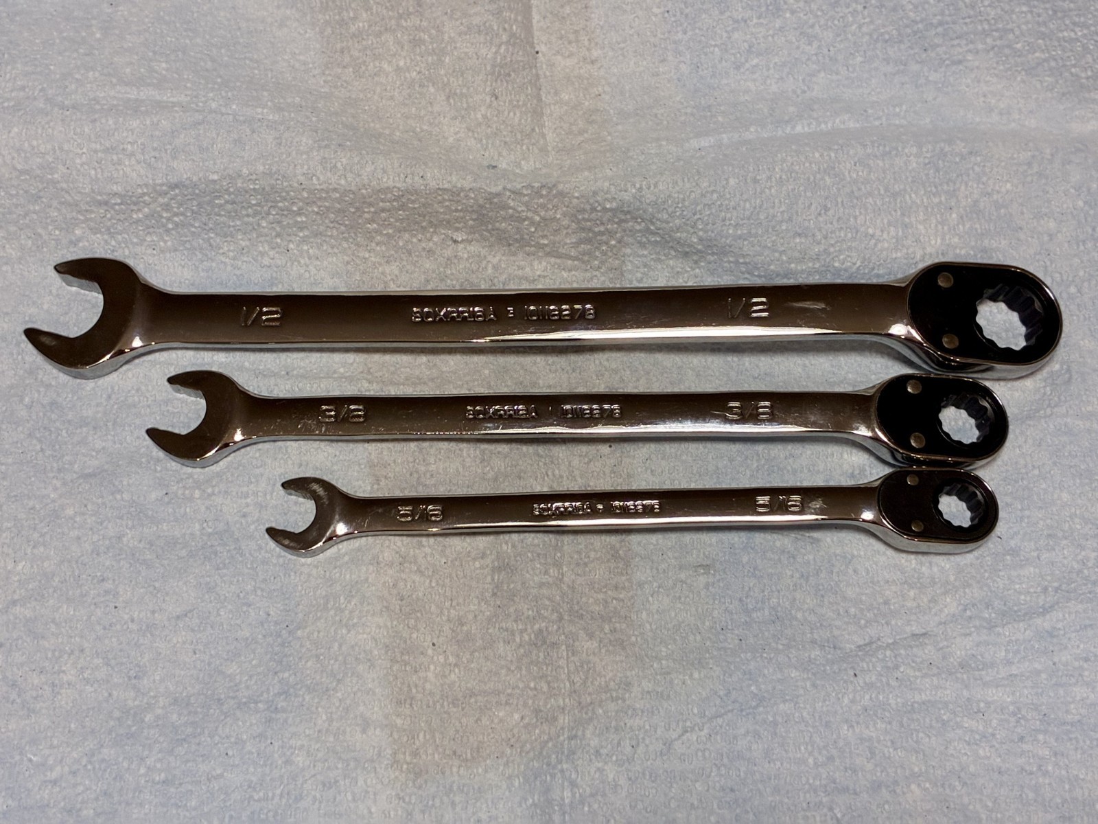 Snap-on SAE Ratcheting Wrench 3pc Set SOXRR 1/2” 3/8” 5/16” No Initials