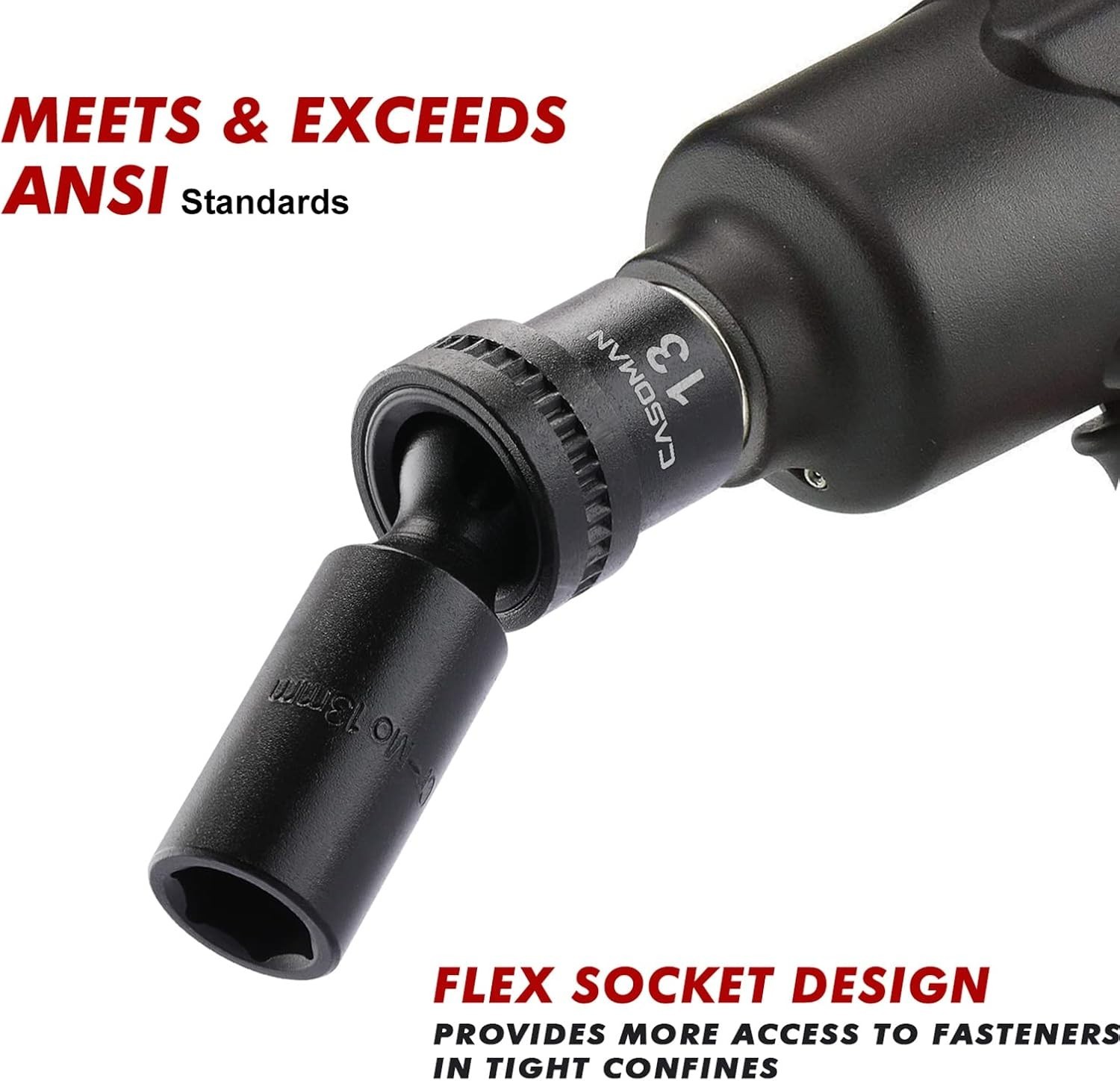 Versatile 10-Piece Deep Socket Set with Universal Flex Design for Angled Access