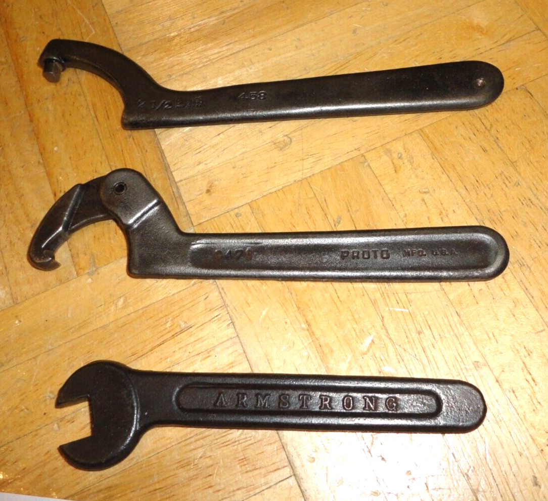 BILLINGS & PROTO & ARMSTRONG TOOLS 3 PIECE SPANNER & OPEN END SQUARE WRENCHES