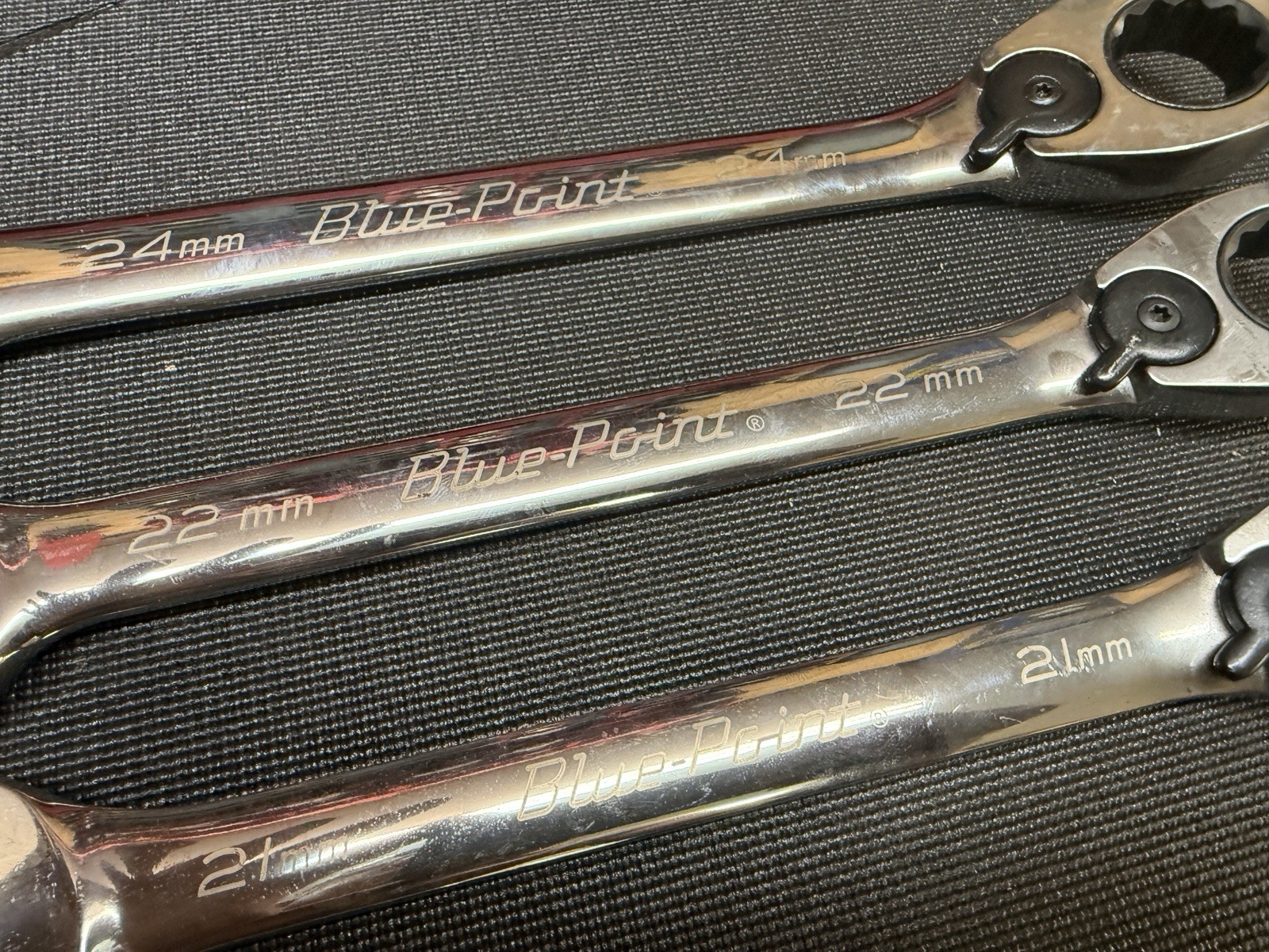 Blue Point Ratcheting Wrenches 3pc 21, 22, 24mm