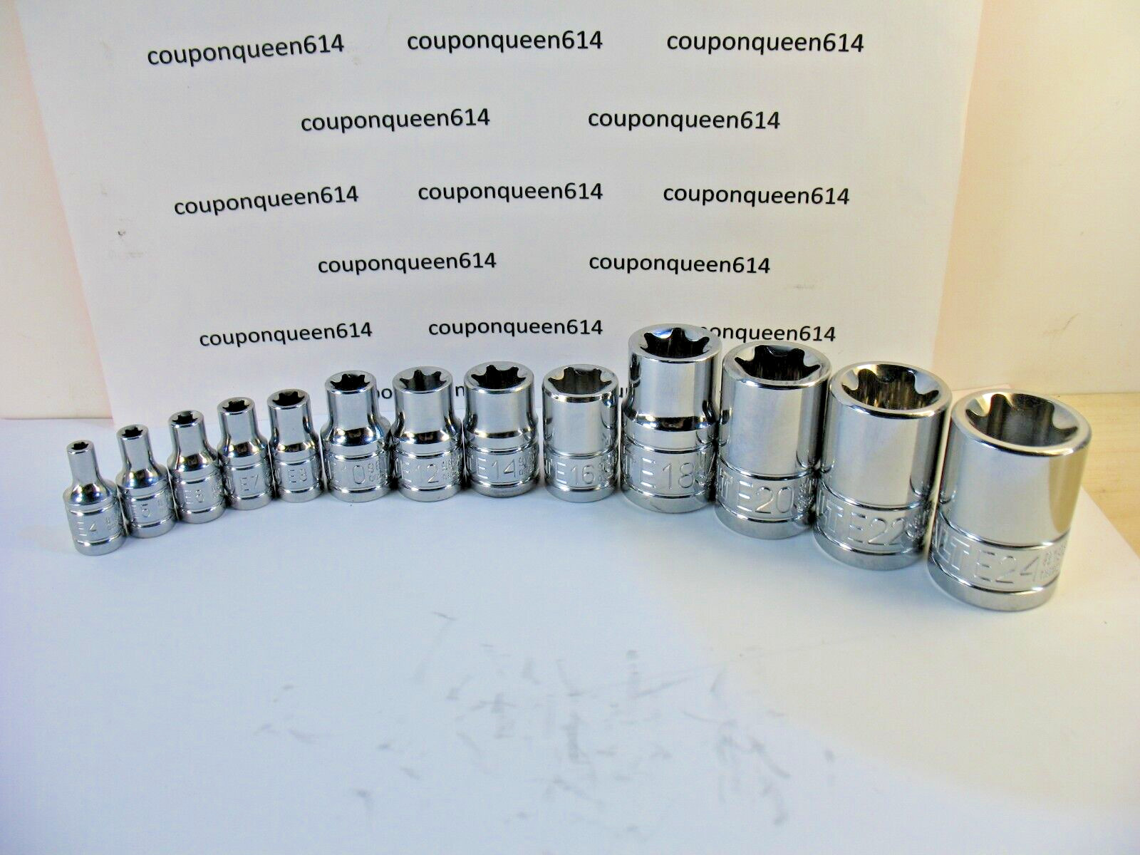 Set of 13 Kobalt 1/4″, 3/8” & 1/2″ Drive External Torx 6 Point Sockets-Brand New