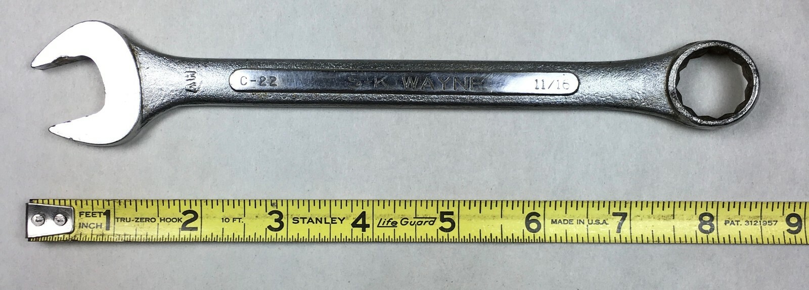 S-K Wayne Tools C-22- 11/16″ Combination Wrench 12-Point Forged Alloy USA S-K sk
