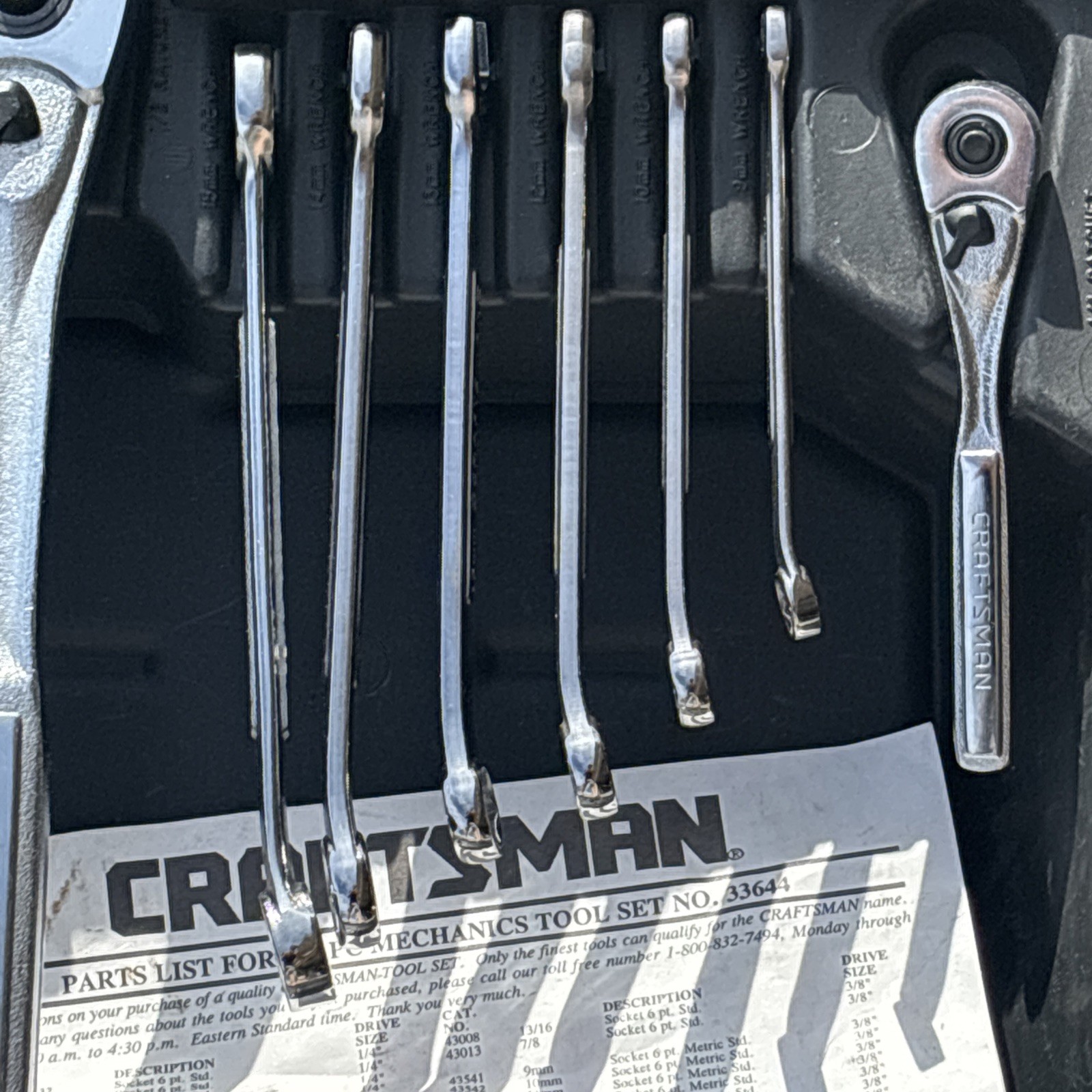 Craftsman Mechanics Socket Wrench Tool Set Metric & SAE ALL 6 POINT 9 33644 USA