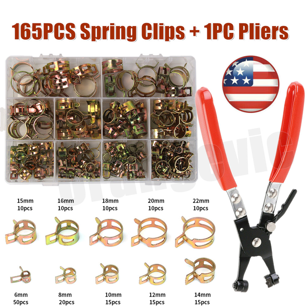 165/115pcs 6-22mm Spring Clips Fuel Hose Line Water Pipe Air Tube Clamps Pliers