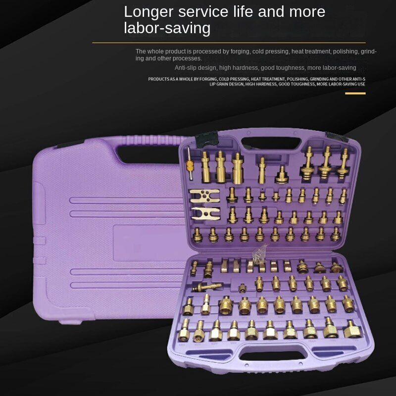 78pcs Auto A/c Air Conditioner Leak Detection Plug Pure Copper Repair Tools Set