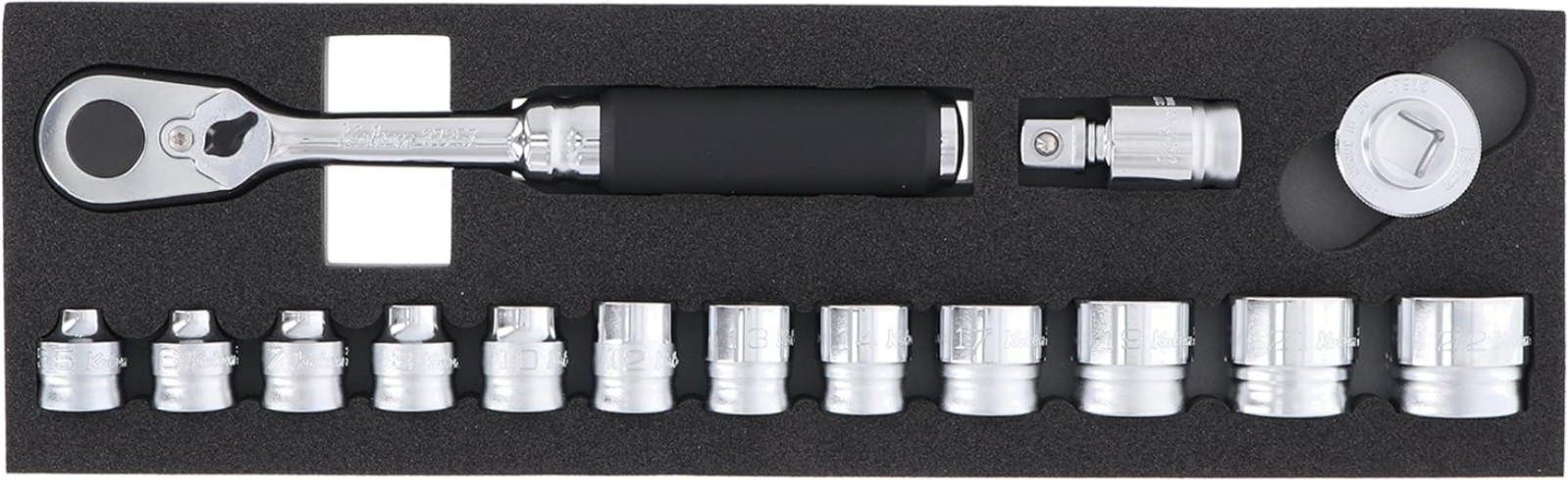 Koken 15-Piece Z-Series 3/8″ Drive Metric Socket Set, 5.5-22mm