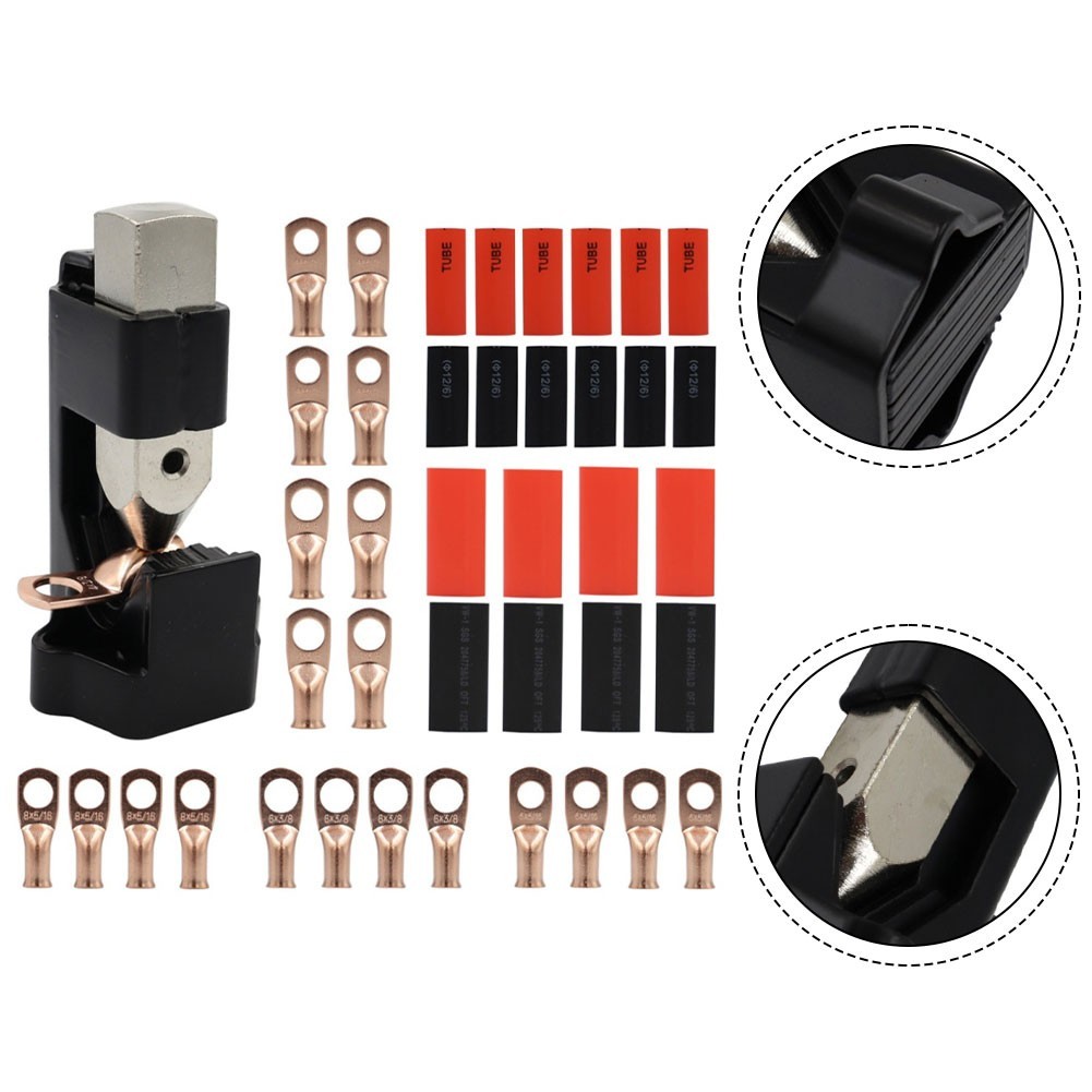 Hammer Lug Crimper Tool Set with 20 Wire Lugs and Heat Shrink Tubes for Auto