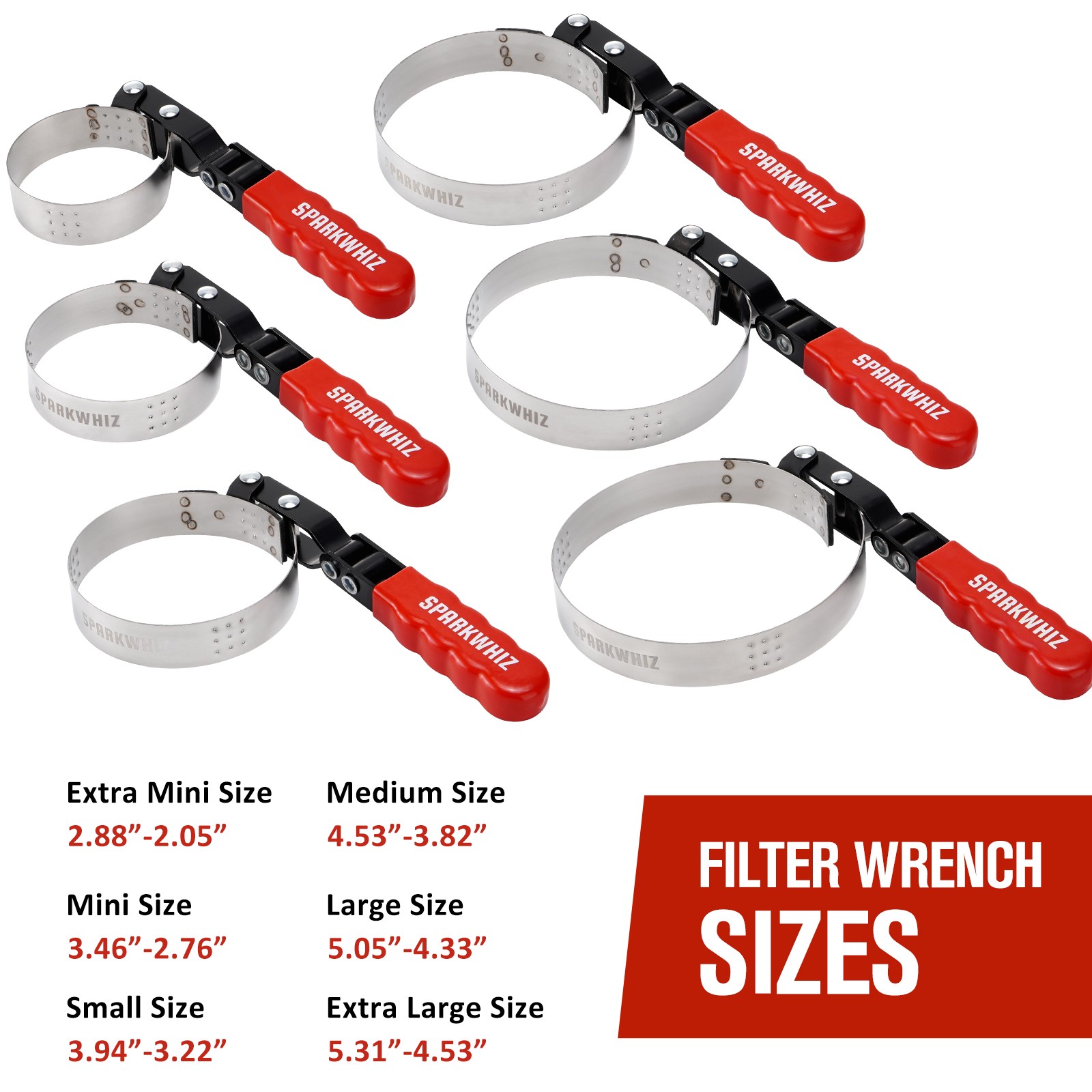 SPARKWHIZ 7 IN 1 Oil Filter Wrench Oil Filter Removal Tool Kit 2-1/6″ 5-1/4″