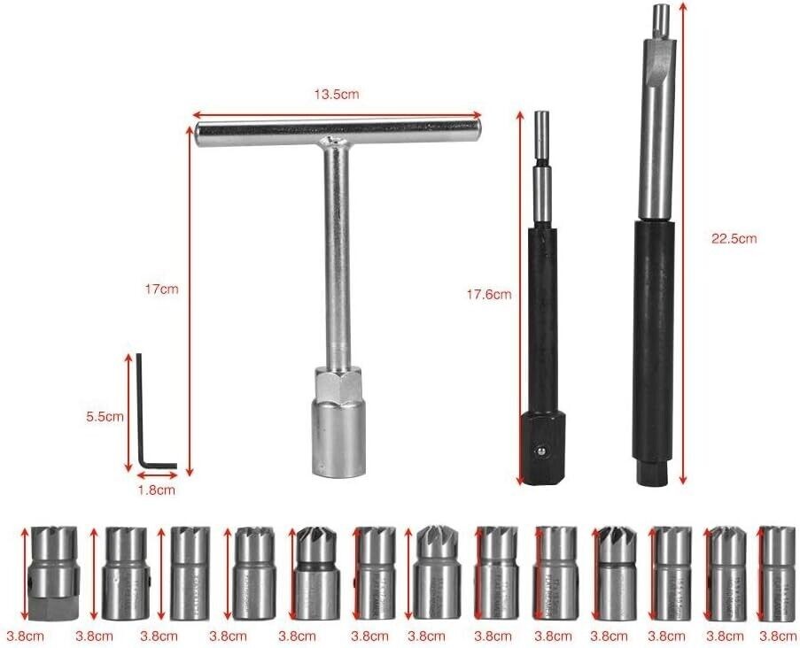 17Pc Diesel Injector Seat Cutter Cleaner Tool or BMW Mercedes-Benz Renault Ford