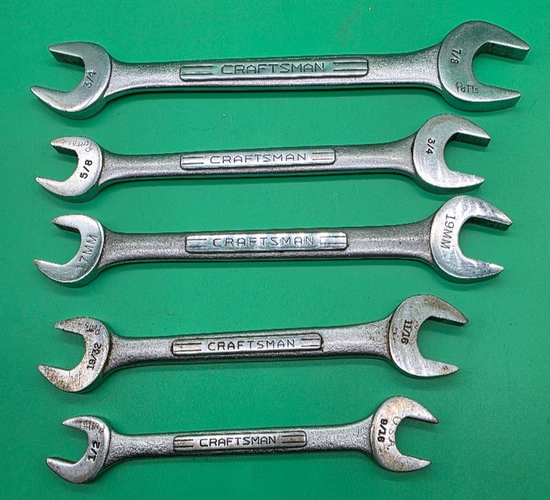 Lot 5 Vintage Craftsman =V= Double open end assorted sizes Metric & SAE