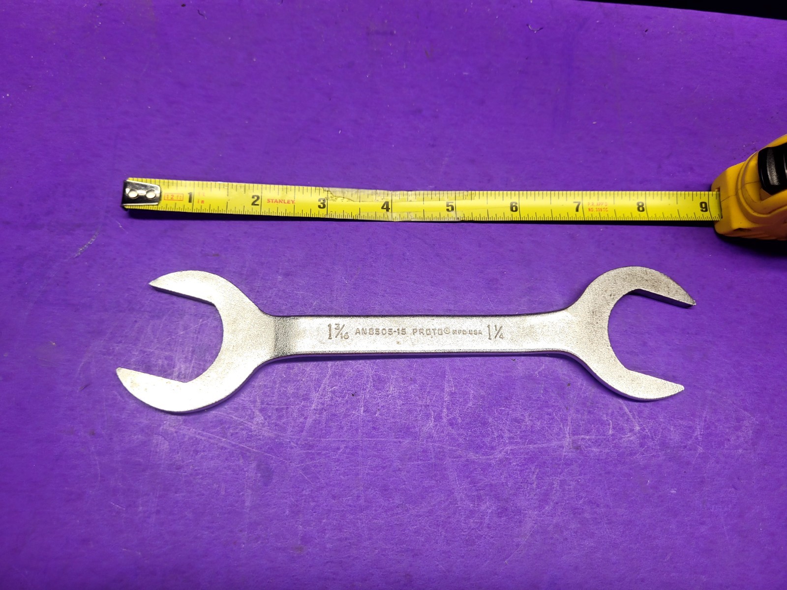 VINTAGE PROTO OFFSET OPEN END WRENCH 1-3/16- 1-1/4 AN8505-15. USA