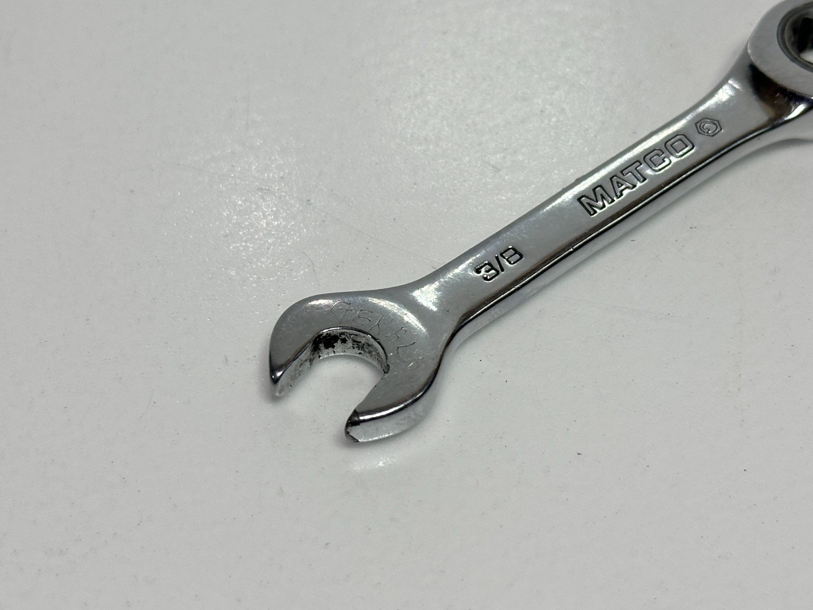 Matco Tools USA GRBSM1212 SAE 3/8” Ratcheting Combination Wrench Stubby Chrome