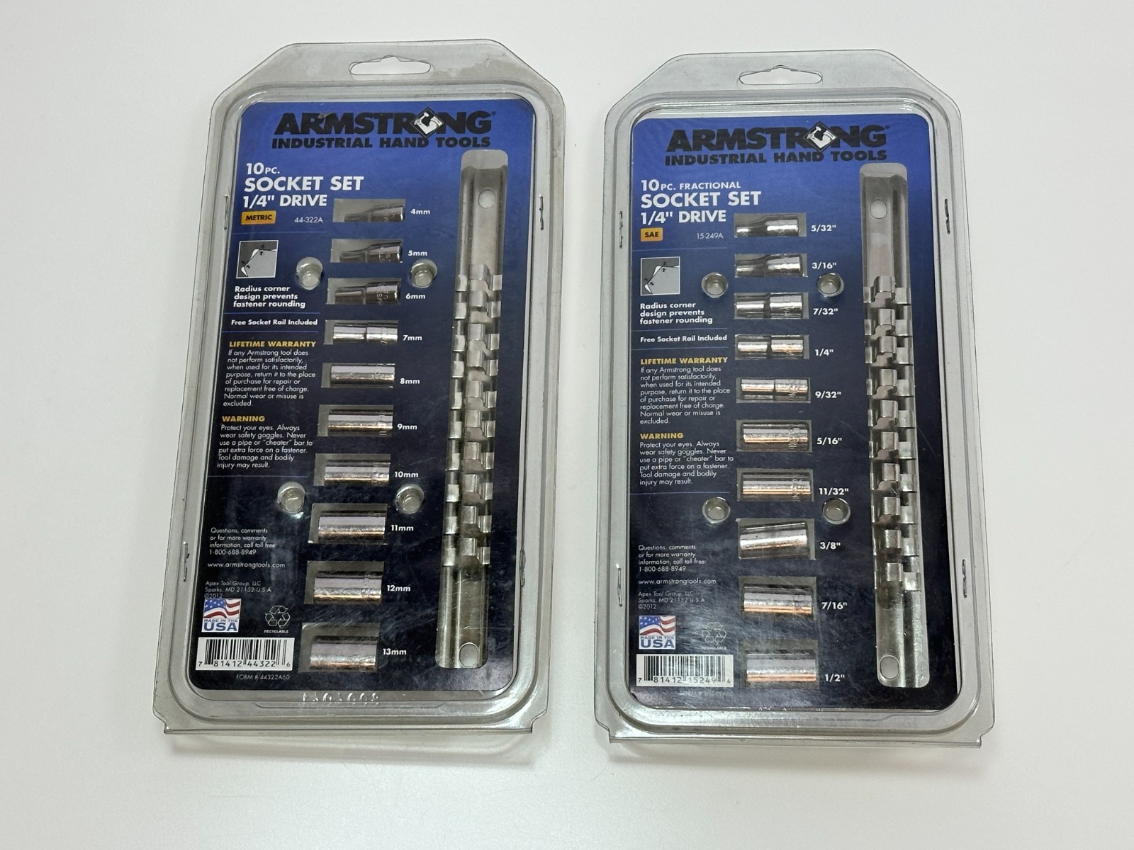 Armstrong Tools USA Metric & SAE 1/4” Drive Shallow Socket Set(s) 44-322A 15-249