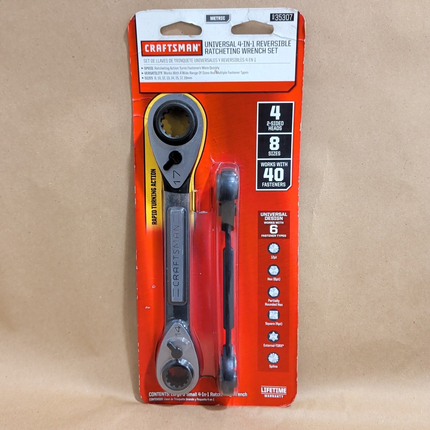 Craftsman 2pc 4-IN-1 Metric Universal Reversible Ratcheting Box End Wrench 35307