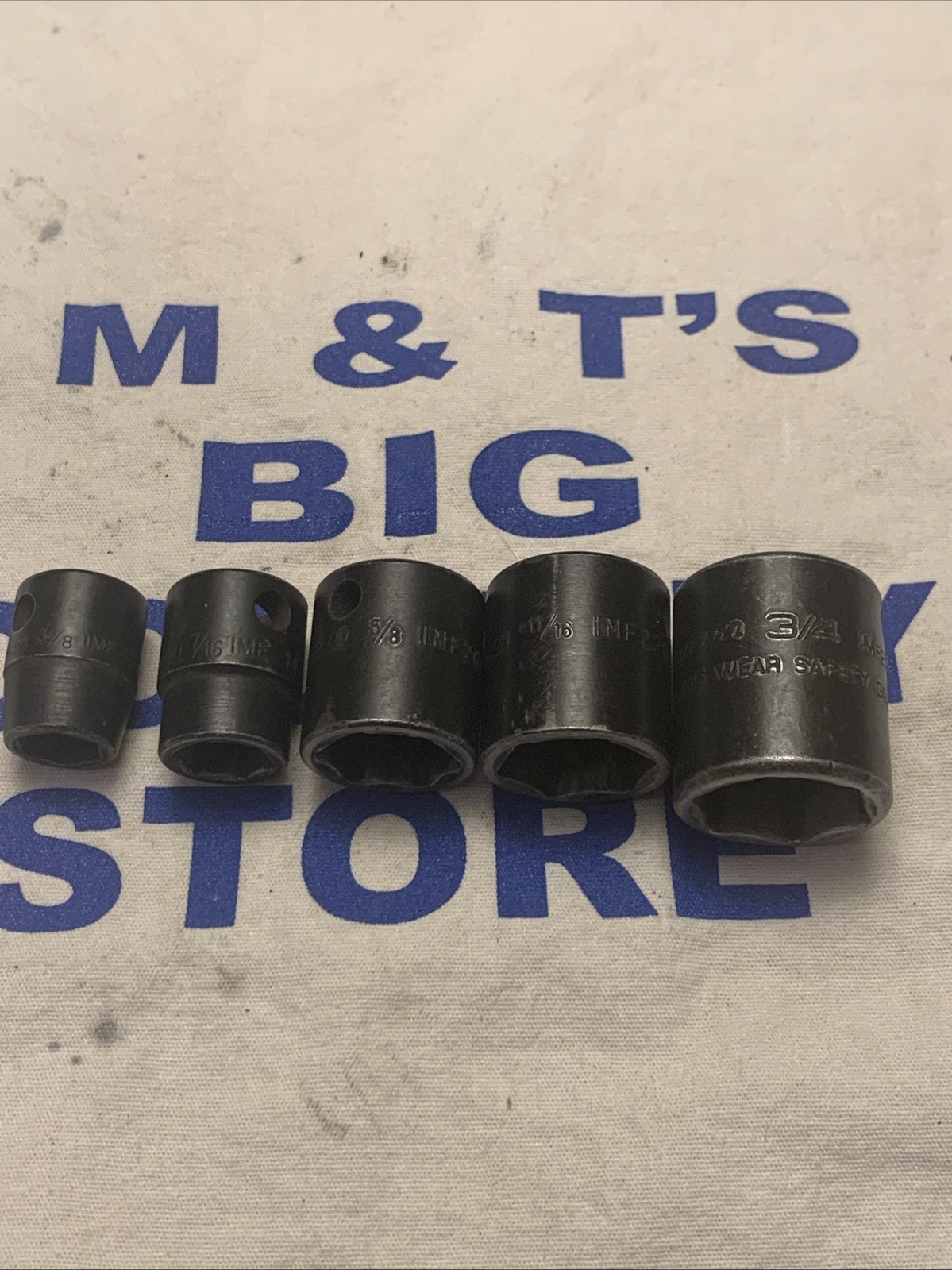 Snap-on 3/8″ Dr 6pt 5pc SAE Impact Socket Set – 3/4, 11/16, 5/8, 7/16, 3/8 IMF