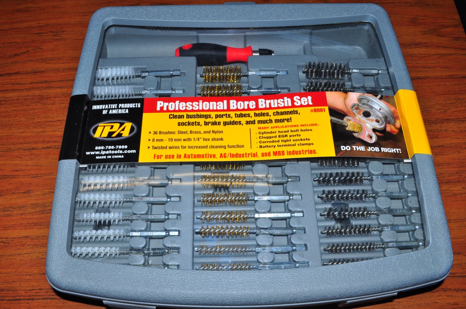 IPA 36-Piece Stainless Steel, Brass and Nylon Bore 8mm-19mm Brush Set 8001D