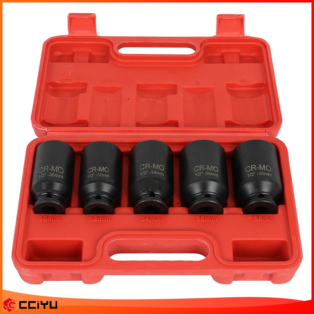 1/2″ Deep Spindle Axle Nut Socket Set 12 POINT METRIC 30 32 34 35 36mm 5pcs