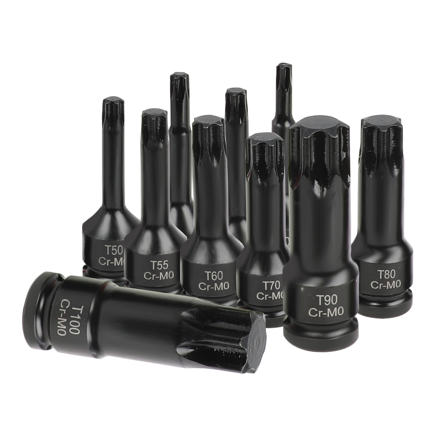 Impact Torx Bit Socket Set 10Pcs / 16Pcs 1/2″ Drive T20-T80 6-Point Star Bits