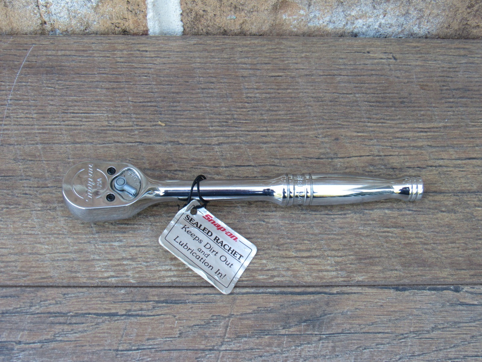 NOS SNAP ON 3/8″ DRIVE F830 STANDARD CHROME HANDLE RATCHET NEW LOGO 7.5″ F 830