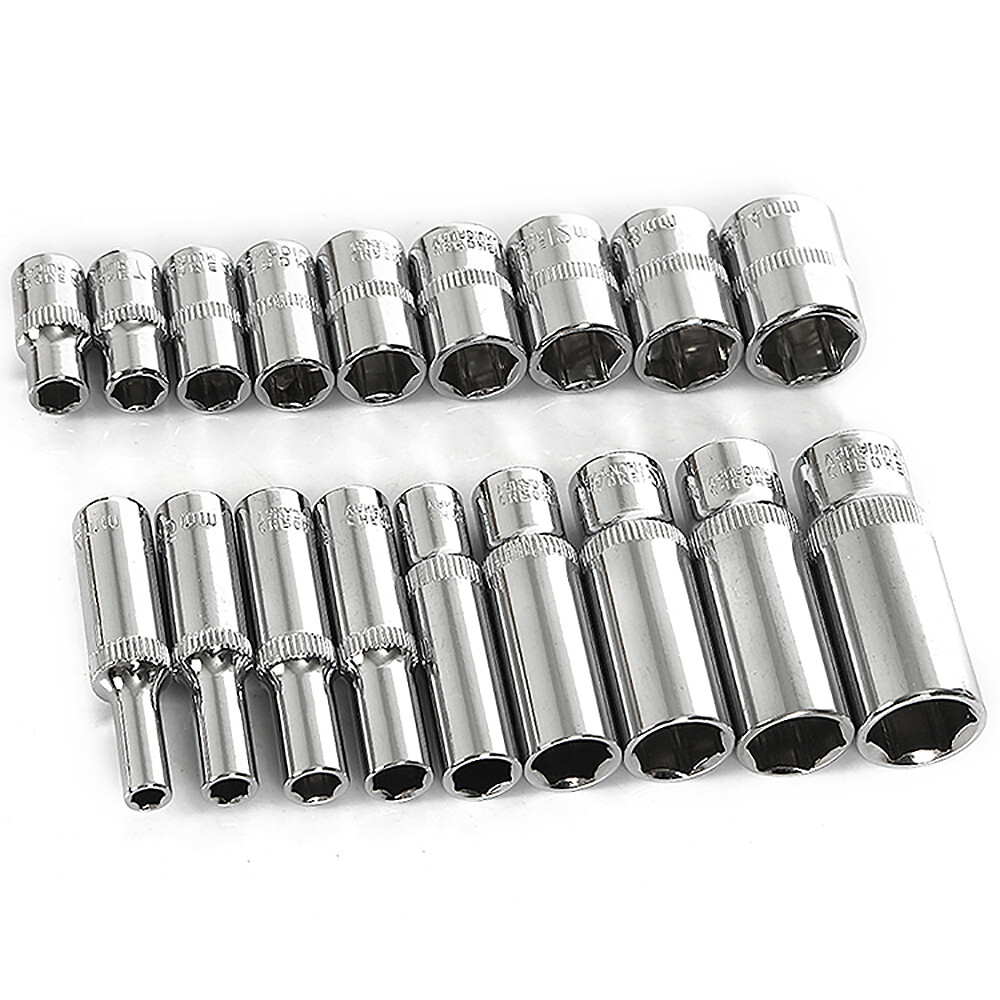 1/4″ Socket Deep Drive Ratchet Deep Hex Sockets CR-V Steel Long Reach 4mm-14mm
