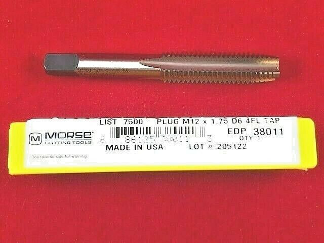 M12 X 1.75 12MM Plug Morse MT3838011 Tap HSS Hand Tap USA D6 Metric