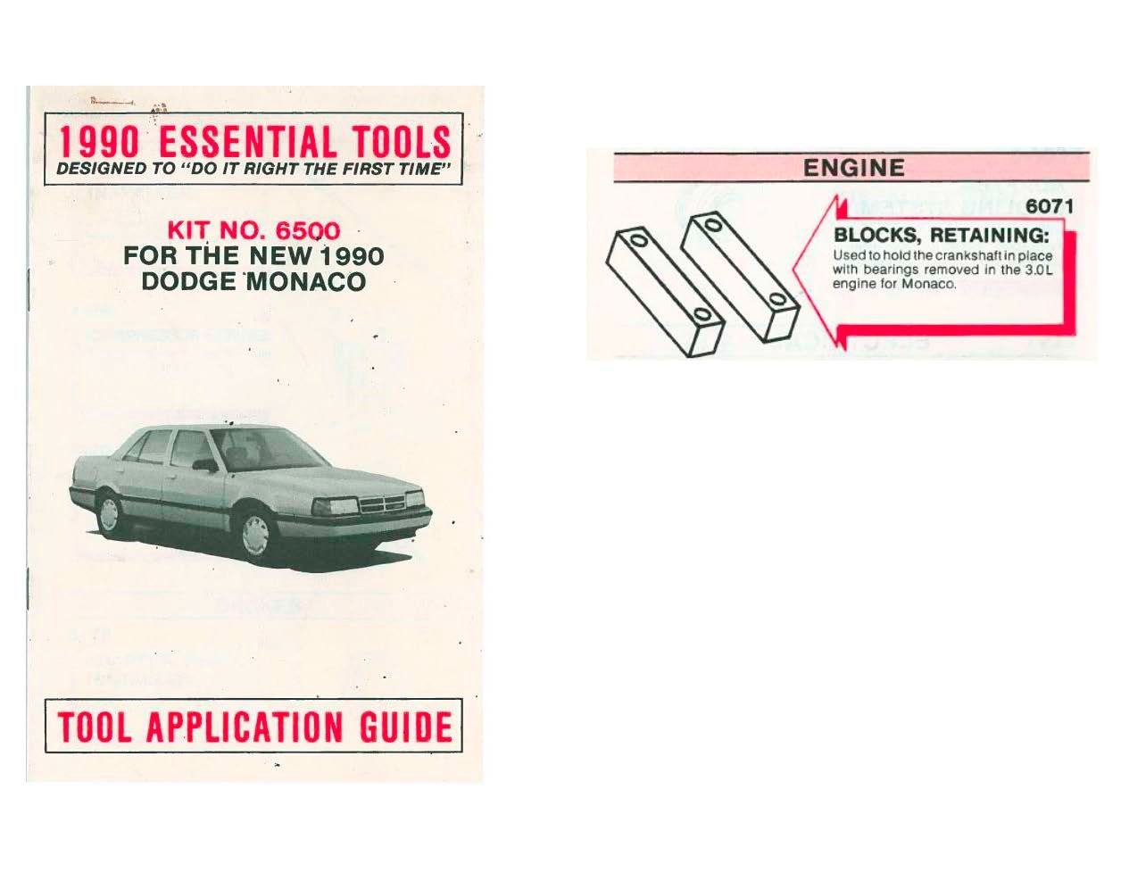 88-92 Dodge Monaco Eagle Premier Renault Specialty Engine Tools Miller 6071