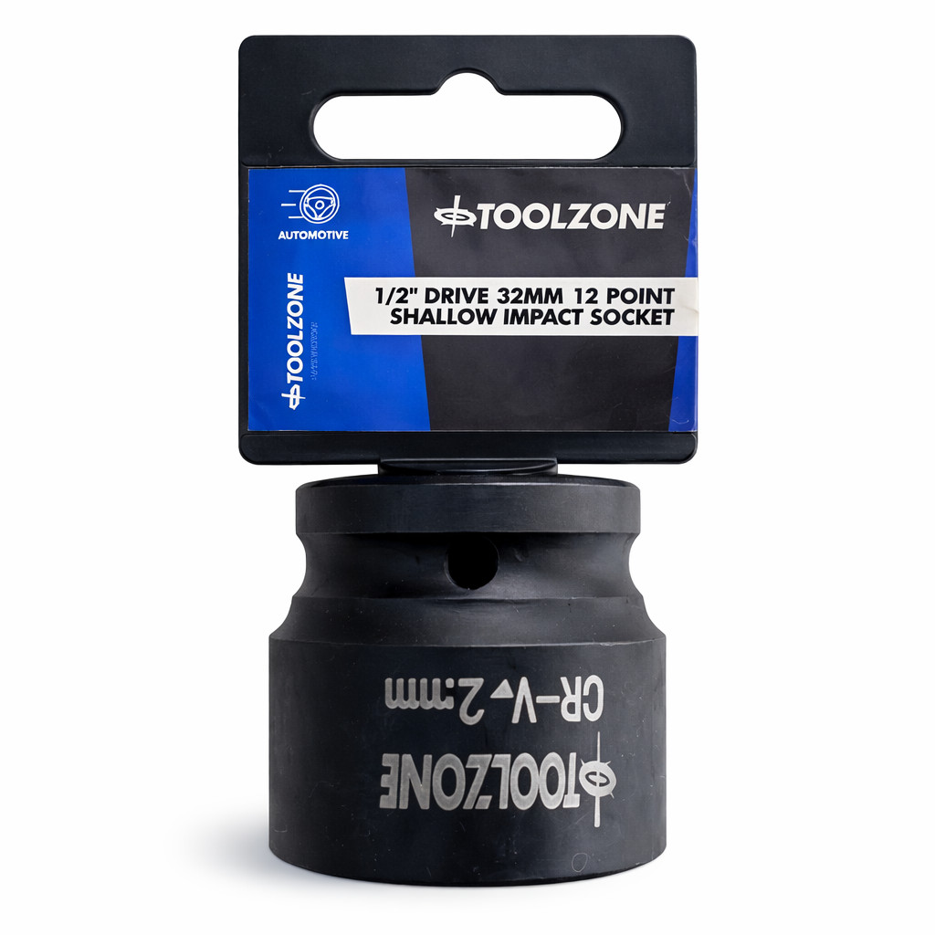 32mm Shallow Impact Socket 1/2″ Drive CR‑V Bi‑Hex 12‑Point Elite 32mm Socket