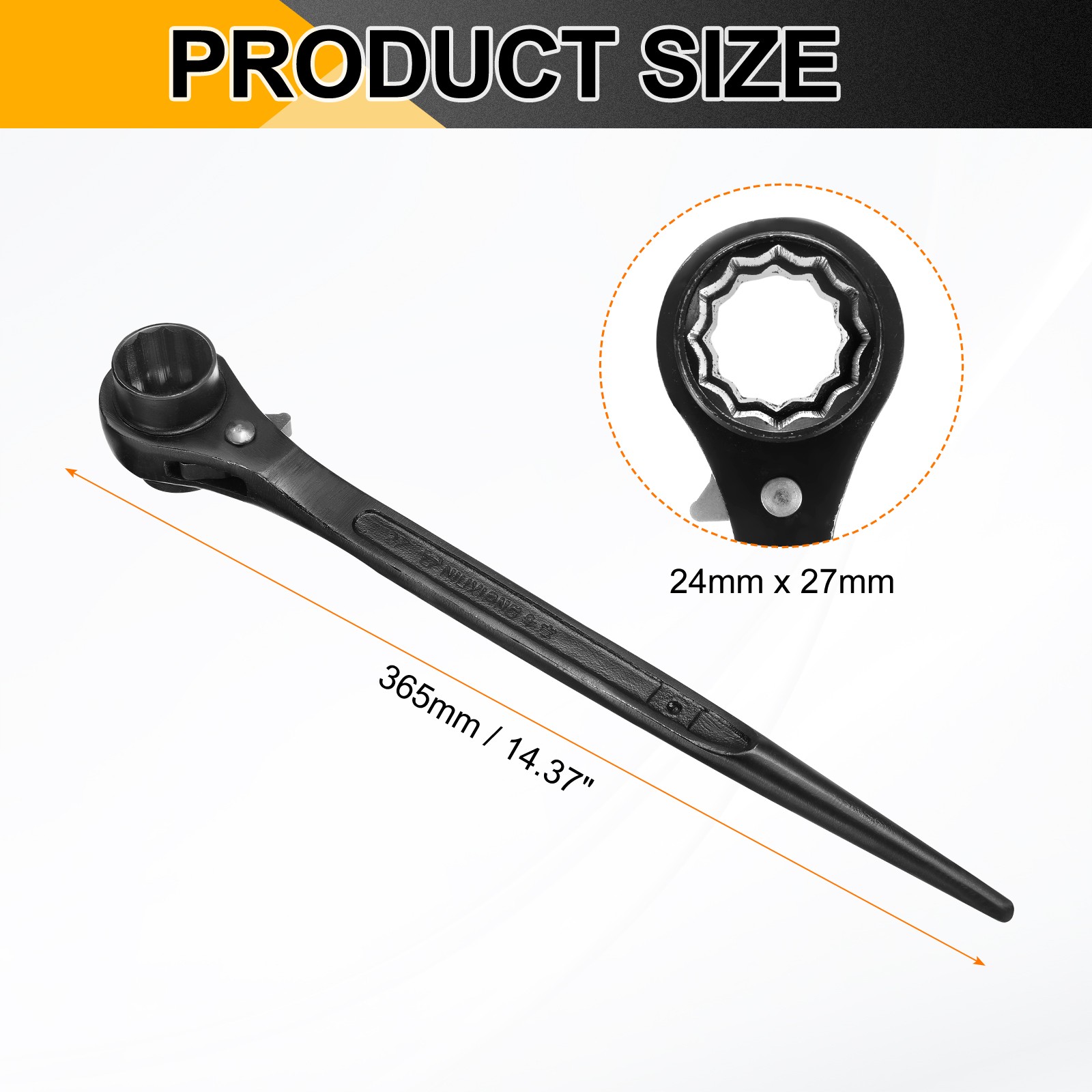 Ratchet Podger Spanner 24x27mm CR-V 12 Point Socket Scaffold Spud Wrench