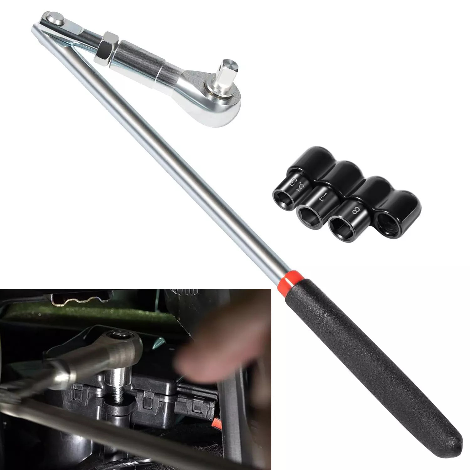 64180 Actuator Motor Wrench Kit 5.5mm 7mm 8mm Sockets 1/4″ Square Drive Adapter
