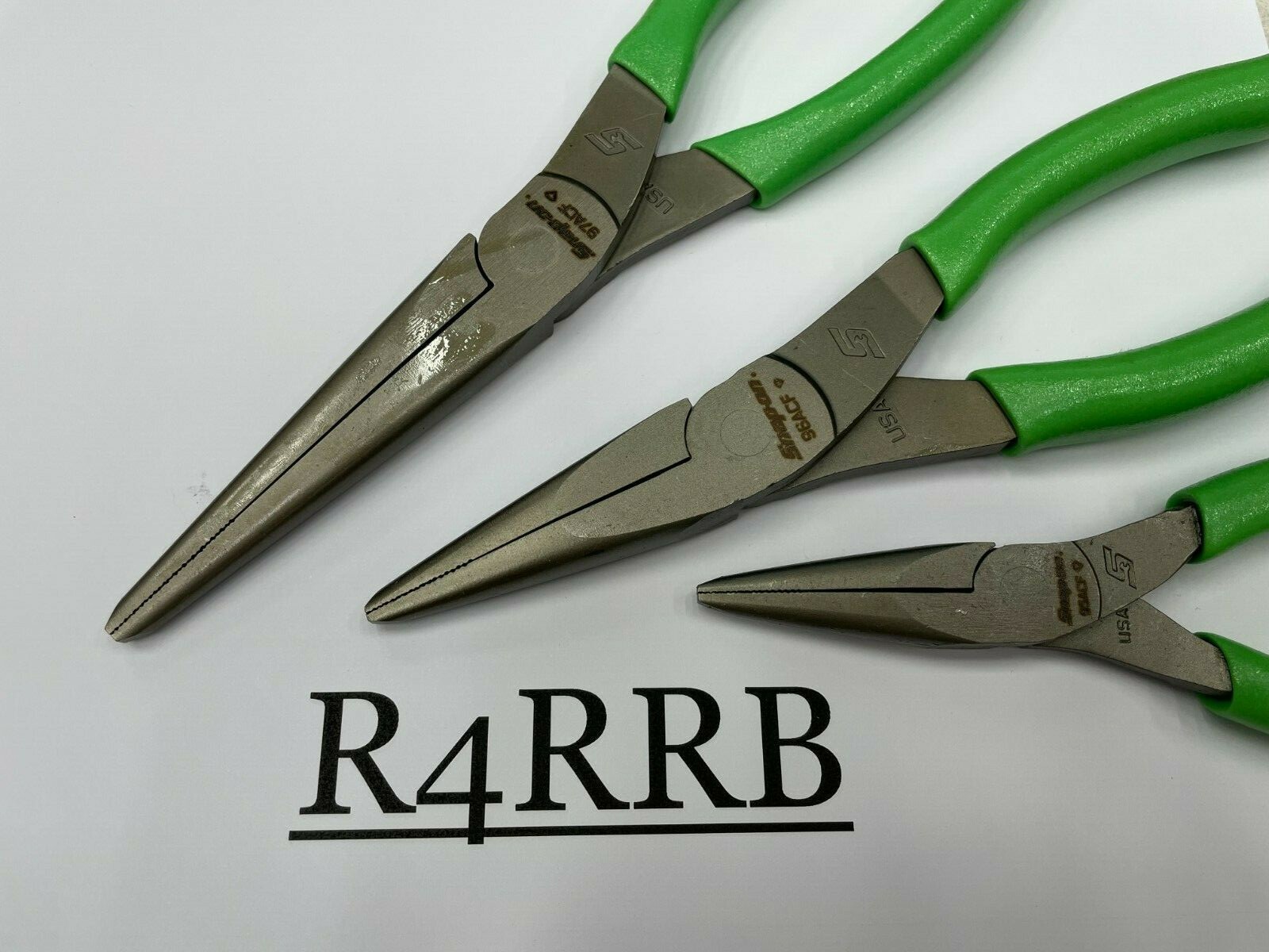 Snap-On Tools USA NEW 3 Piece GREEN Soft Grip Needle Nose Pliers Lot Set