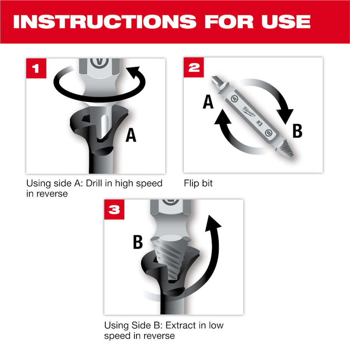 Milwaukee Tool M2 Steel Screw Extractor Set 4PC