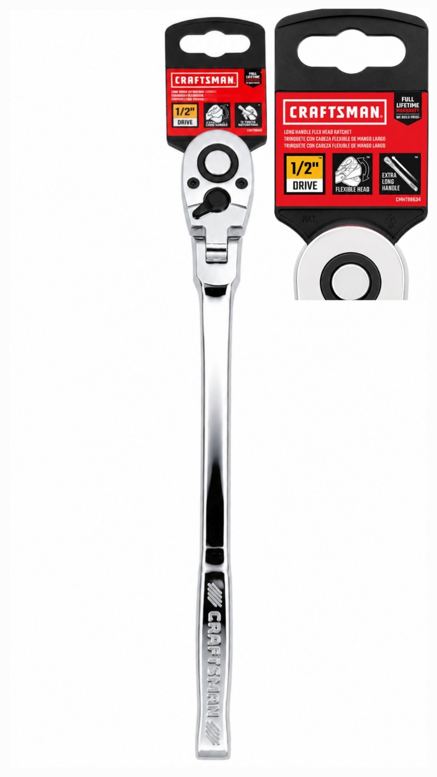NEW Craftsman 1/2″ Extra Long Handle Flex Head Ratchet With Tag