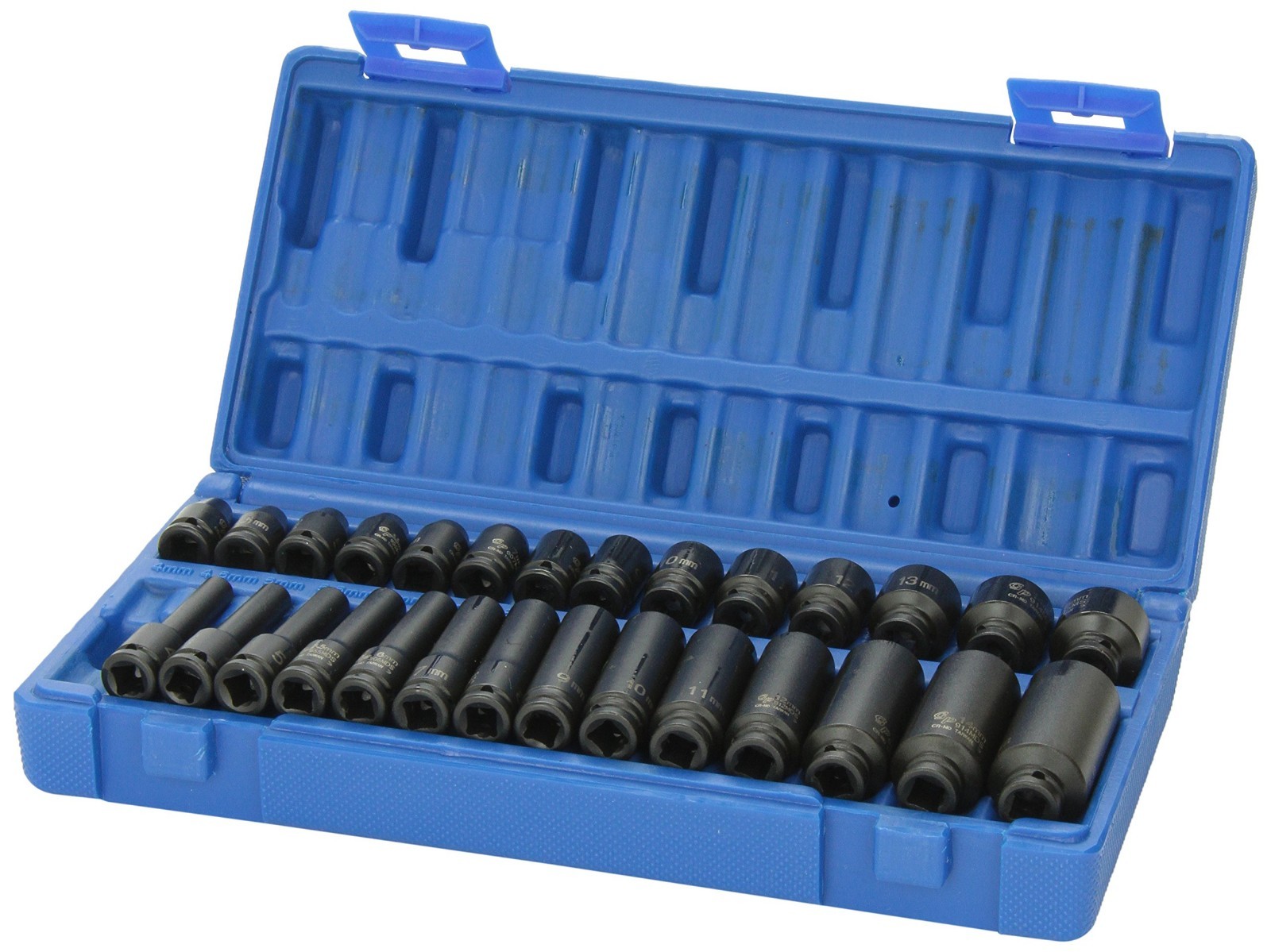 28-Piece Deep Length Metric Socket Set – 1/4″ Drive, Grey Pneumatic Compatible
