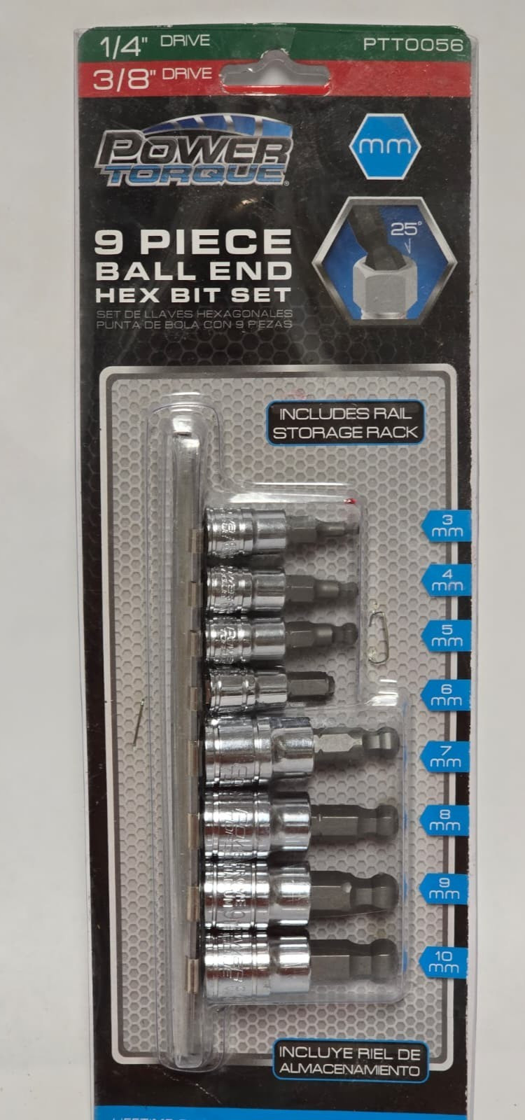 POWER TORQUE 9 PIECE BALL END HEX BIT SET – PTT0056