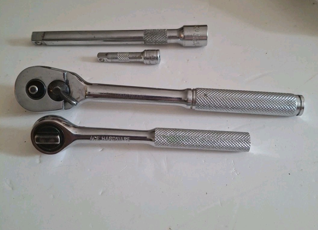 Vintage ACE HARDWARE 1/4-3/8 RACHETS WITH 2 EXTENSIONS 1 ACE 1 TRUE CRAFT