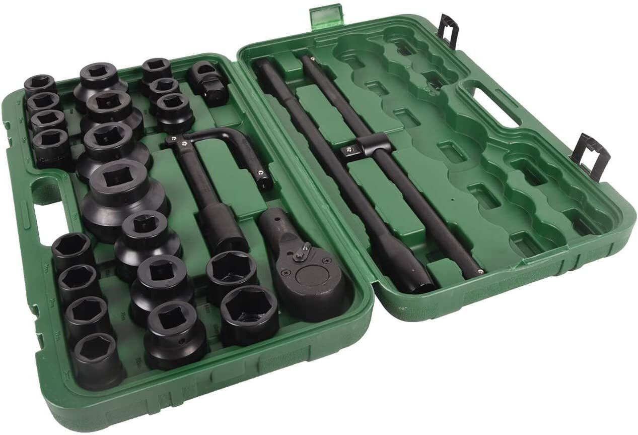 26 Pcs 3/4″ Drive Impact Socket Set Metric Sizes 21-50mmm 6-Point Sockets
