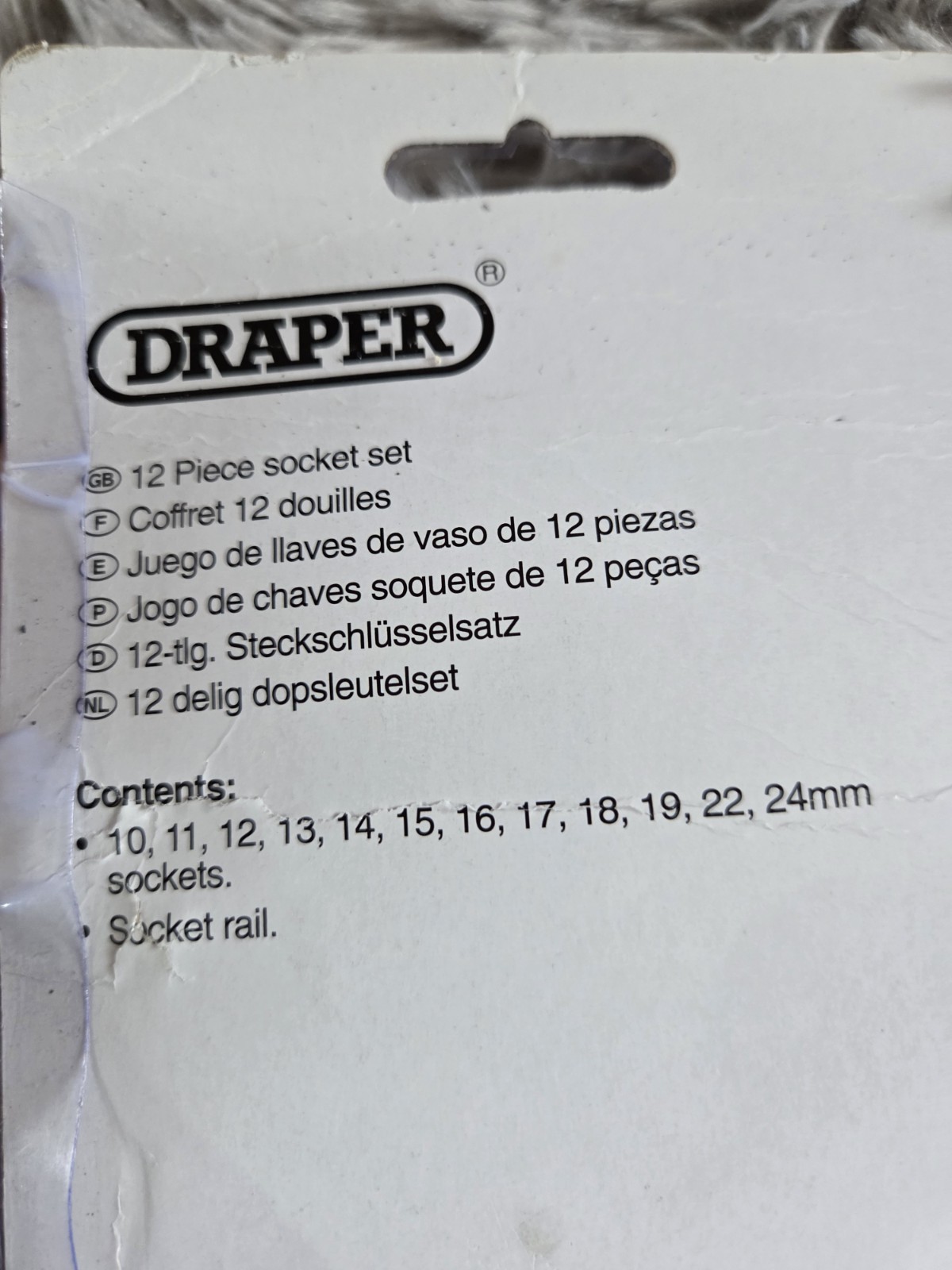 Draper 12 Piece Socket Set 1/2″ SQ DR 10 11 12 13 14 15 16 17 18 19 22 24mm