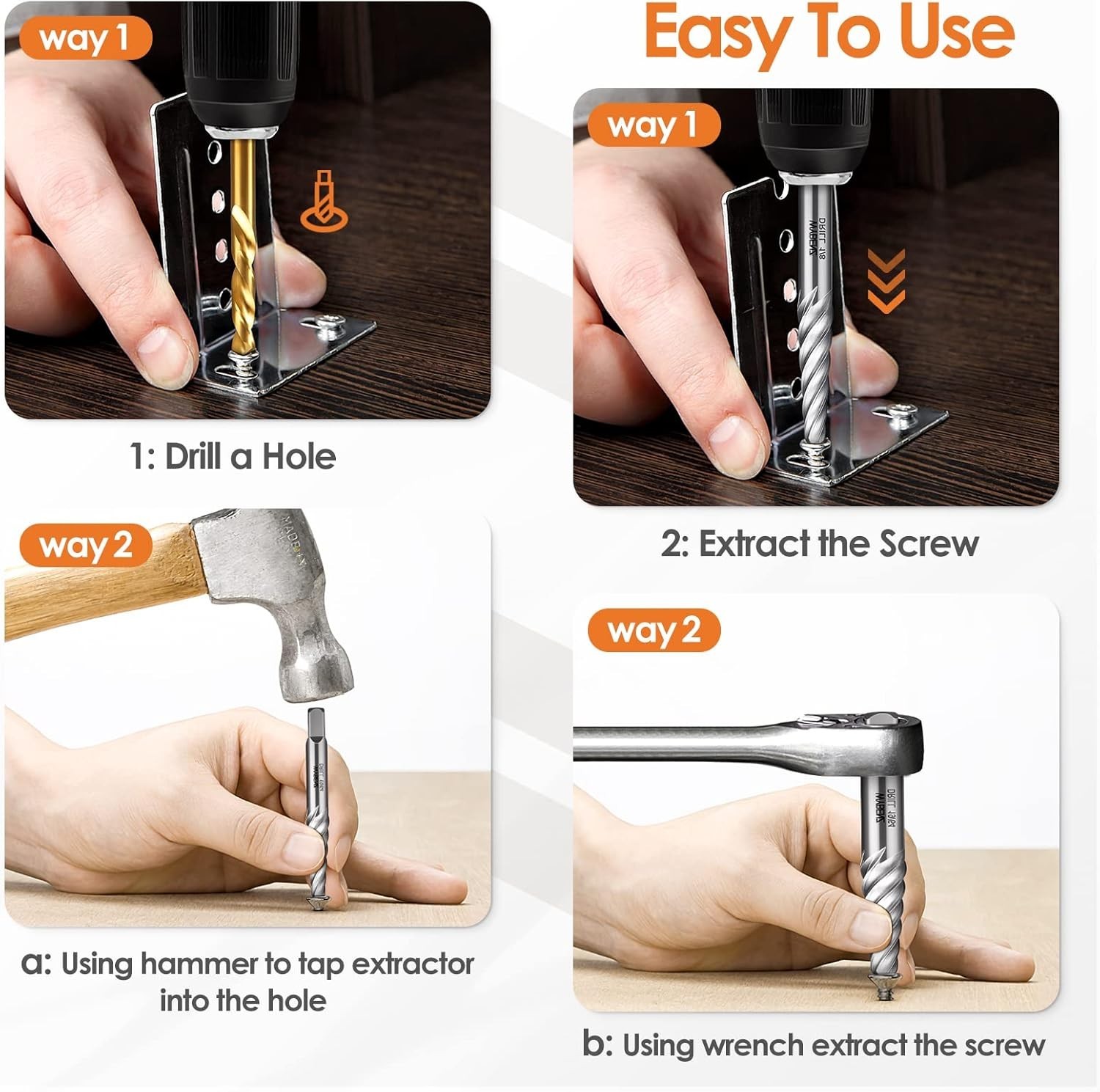 Ultimate 6-Piece Spiral Flute Screw Extractor Set – Effortless Bolt Removal